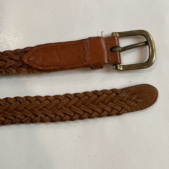 Banana Republic Braided Leather Belt, Brown Cognac, Brass Buckle size large - Picture 11 of 13